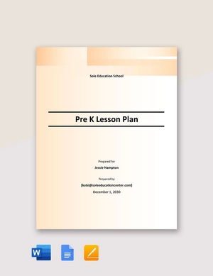 Blank Pre K Lesson Plan Template
