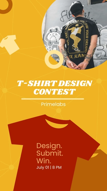 Free Tshirt Design Contest Whatsapp Post Template to Edit Online