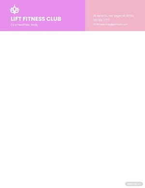 Fitness Club Letterhead Template