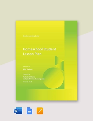 Homeschool Student Lesson Plan Template