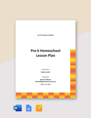 Prek Homeschool Lesson Plan Template