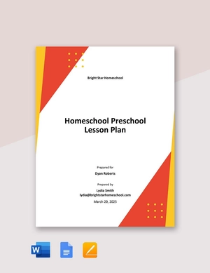 Homeschool Preschool Lesson Plan Template