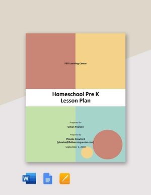 Homeschool Pre K Lesson Plan Template