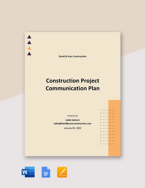 Construction Project Communication Plan Template