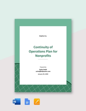 Continuity of Operations Plan for Nonprofits Template