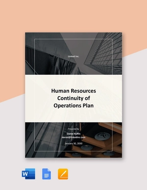 Human Resources Continuity of Operations Plan Template