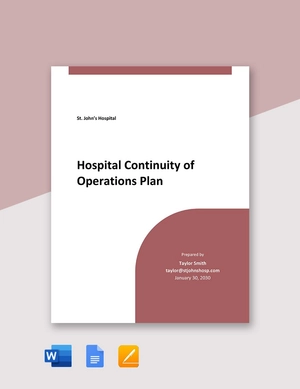 Hospital Continuity of Operations Plan Template