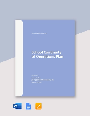 School Continuity of Operations Plan Template