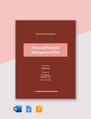 Personal Financial Management Plan Template