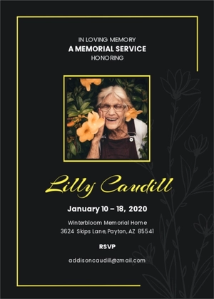 Funeral Celebration Reception Invitation Template
