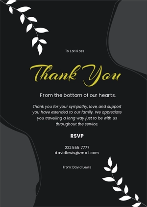 Sympathy Funeral Thank You Card Template