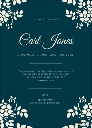 Sympathy Funeral Memorial Card Template