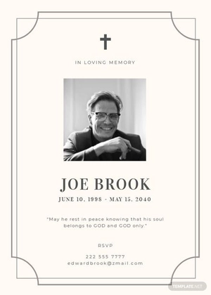 Elegant Funeral Memorial Card Template