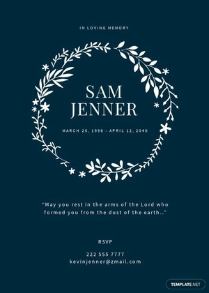 Simple Funeral Memorial Card Template