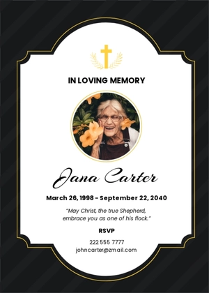 Catholic Funeral Memorial Prayer Holy Card Template
