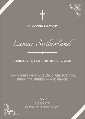 Catholic Funeral Memorial Card Template