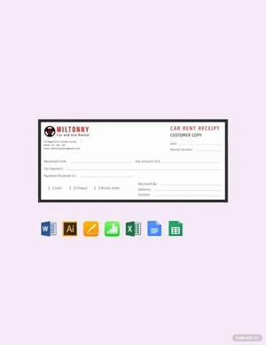 Car Rent Receipt Template