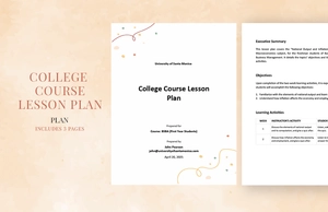 College Course Lesson Plan Template