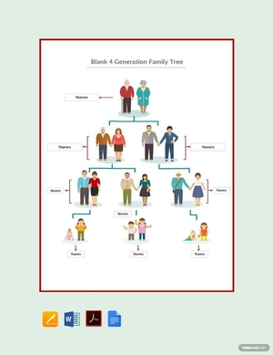 Blank 4 Generation Family Tree Template