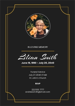 Simple Funeral Program Announcement Card Template