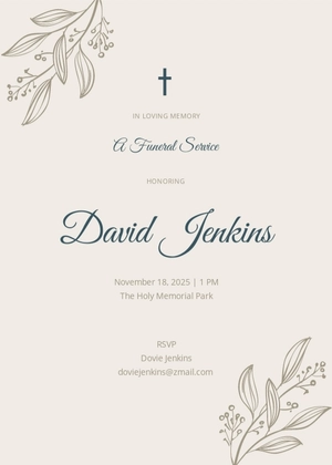 Floral Funeral Announcement Invitation Template