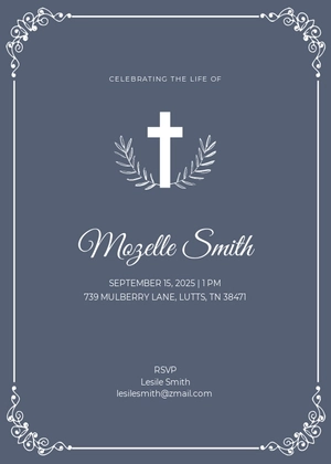 Digital Funeral Announcement Invitation Template