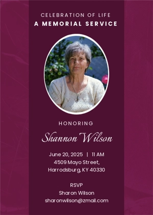 Funeral Announcement Memorial Service Invitation Template