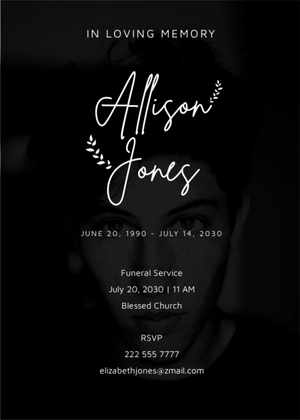 Blank Funeral Invitation Card Template