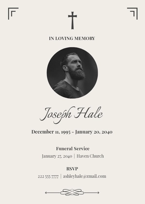 Classic Funeral Announcement Card Template