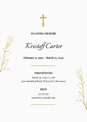 Digital Funeral Announcement Card Template