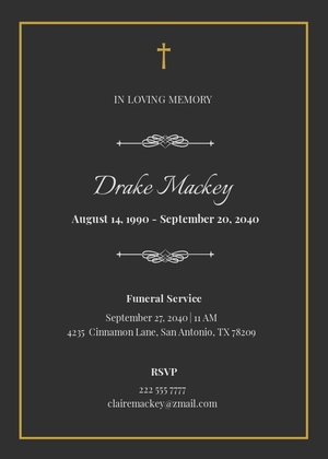 Sample Funeral Announcement Card Template
