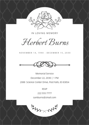 Funeral Memorial Flower Card Template