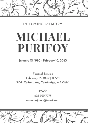 Personalised Funeral Flower Card Template