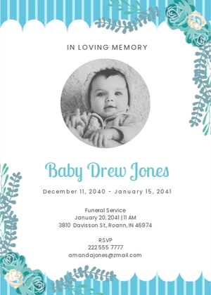 Baby Funeral Flower Card Template