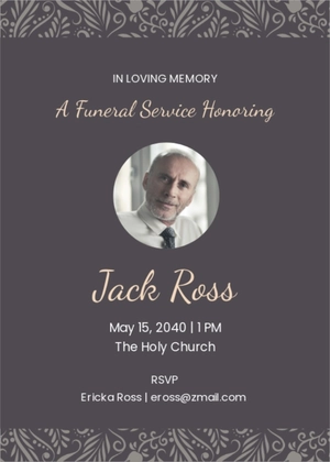 Religious Funeral Announcement Invitation Template