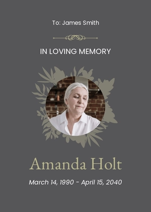 Church Funeral Mass Card Template