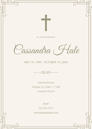 Traditional Catholic Funeral Card Template