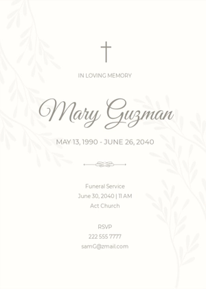 Communication Funeral Invitation Template
