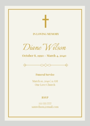Simple Catholic Funeral Card Template