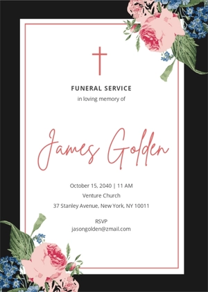 Floral Communication Funeral Invitation Template