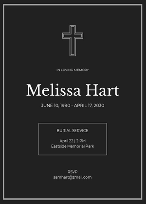 Simple Funeral Burial Invitation Template