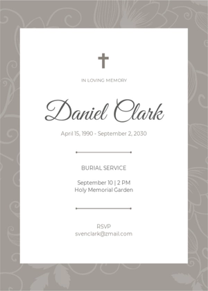 Modern Funeral Burial Invitation Template