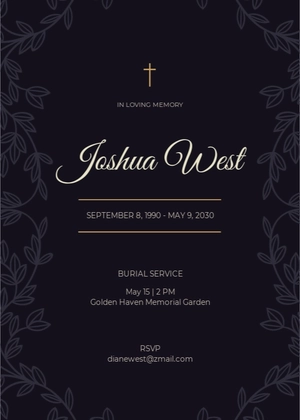 Elegant Funeral Burial Invitation Template