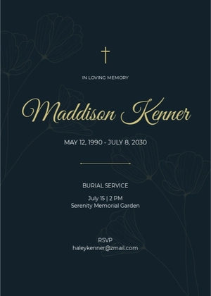 Funeral Burial Invitation Card Template