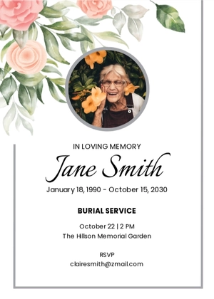 Funeral Burial Invitation Template