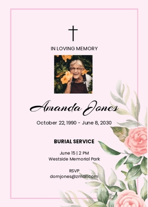 Sample Funeral Burial Invitation Template