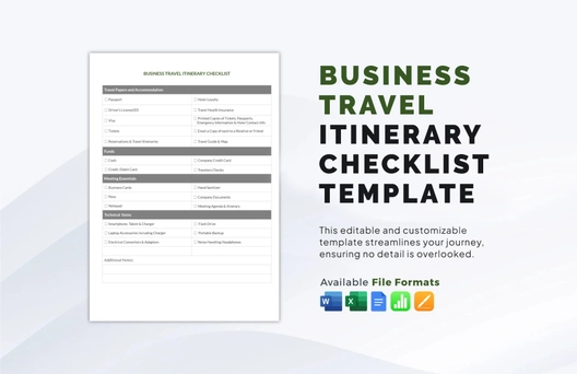 Business Travel Itinerary Checklist Template