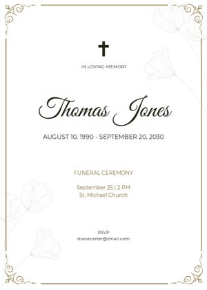 Funeral Ceremony Invitation Card Template