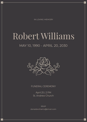 Sample Funeral Invitation Card Template
