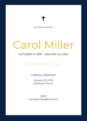Simple Funeral Invitation Card Template